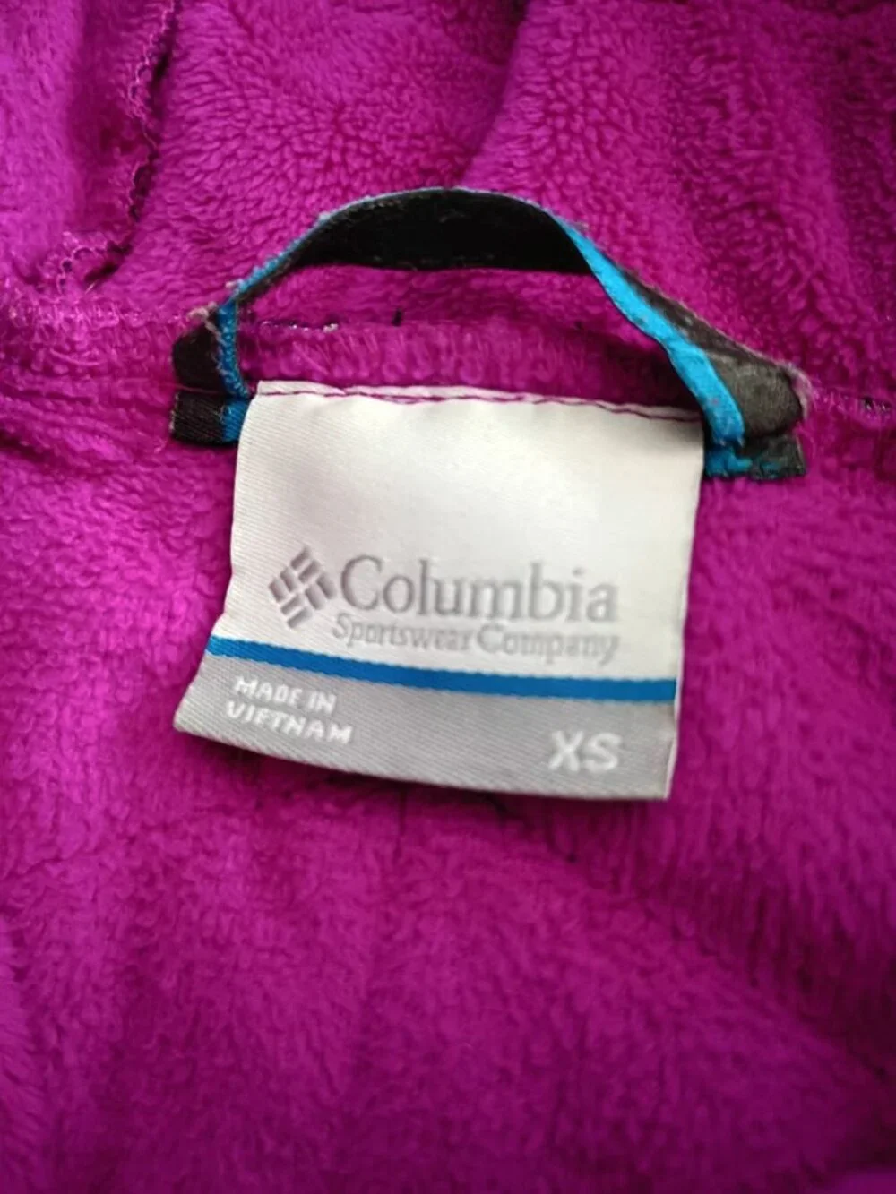 Columbia Kids Hooded Fleece Jacket – Size XS (Black/Pink Purple)